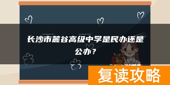 长沙市麓谷高级中学是民办还是公办？